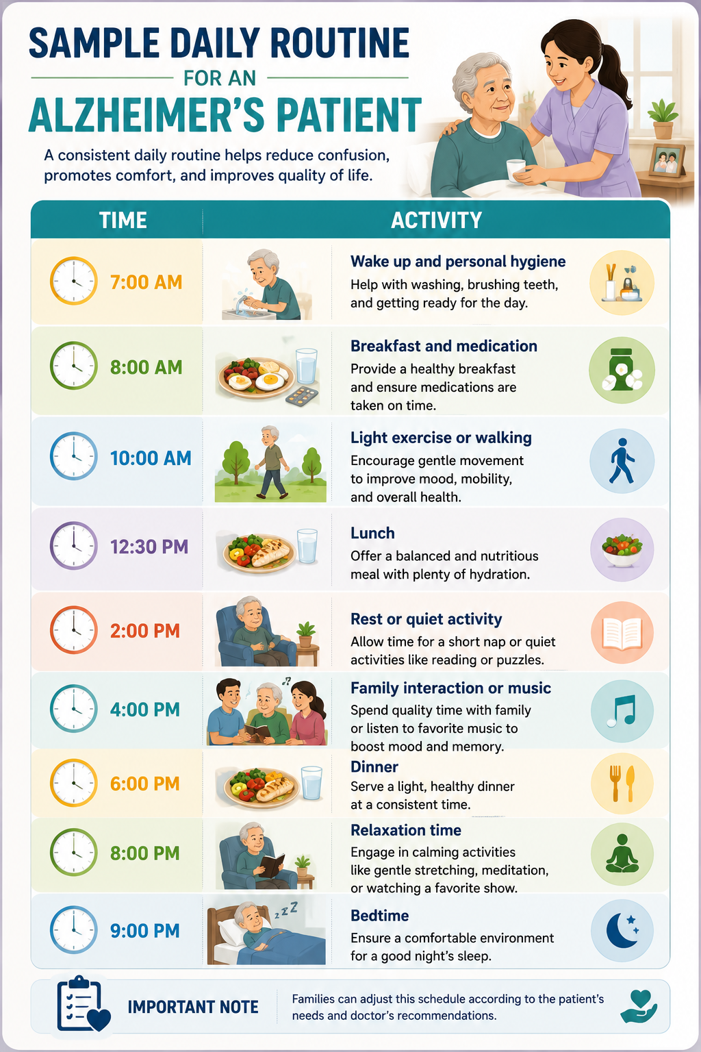 simple daily routine for an Azheimer's patient - Home Nursing Services in Lahore Pakistan
